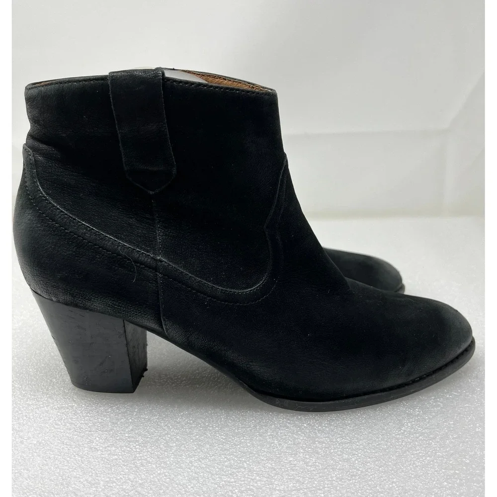 Vionic Windom Womens Size 11 Black Suede Western Ankle Boots Side Zip Block Heel